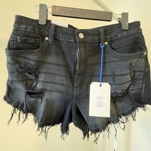 NWT Eunina Black High Rise cutoff Jean shorts MEDIUM